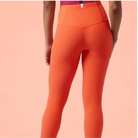 ATHLETA X Alicia Keys ELATION Jewel Orange Ribbed Tights - Picture 3 of 7